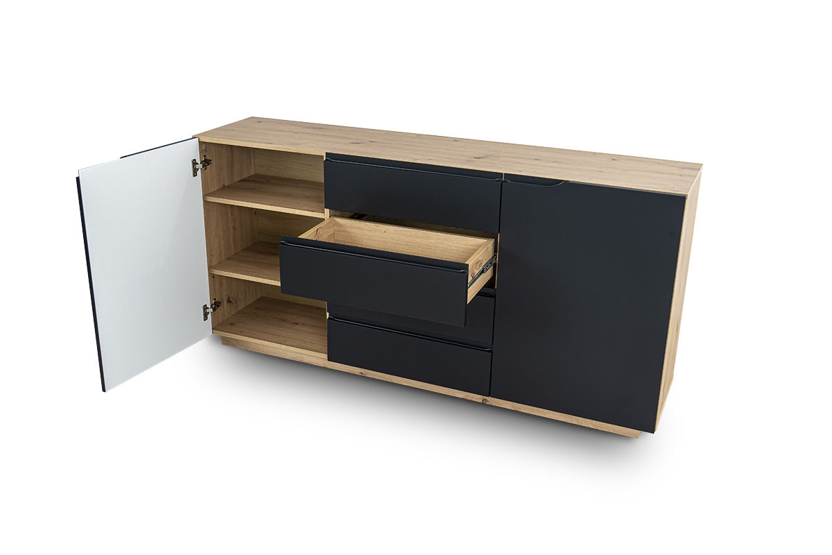 Kumode LOFT 165/80/40 cm melns/dabīgs - N1 Home