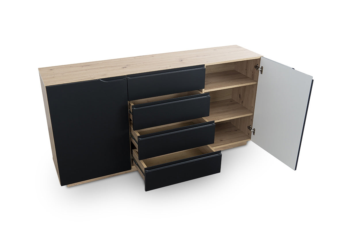 Kumode LOFT 165/80/40 cm melns/dabīgs - N1 Home