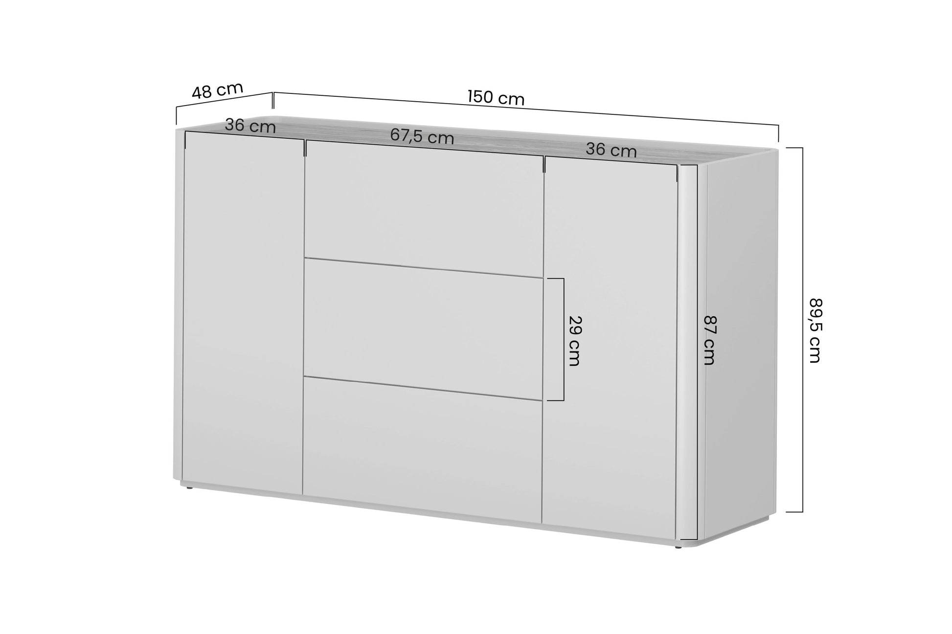 Kumode Elva 150/89.5/48 cm Kašmirs / Eļļots ozols - N1 Home