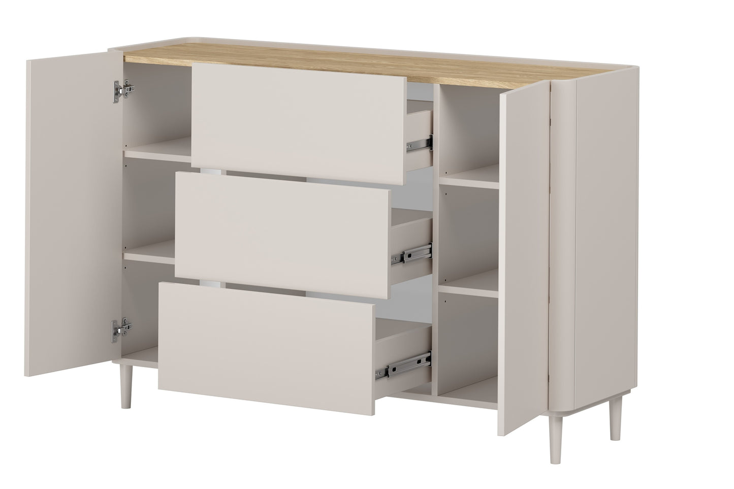 Kumode Elva 150/102/48 cm Kašmirs / Eļļots ozols - N1 Home