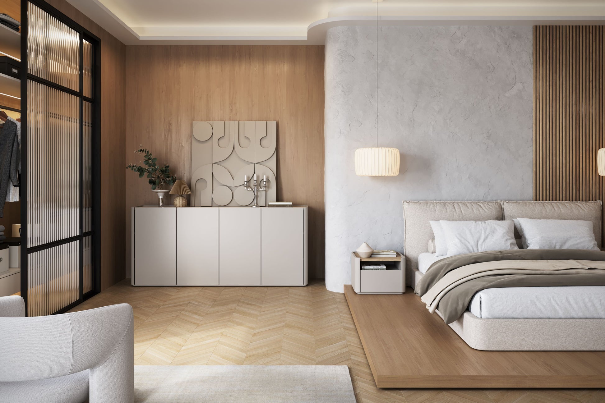 Kumode Elva 200/89.5/48 cm Kašmirs / Eļļots ozols - N1 Home