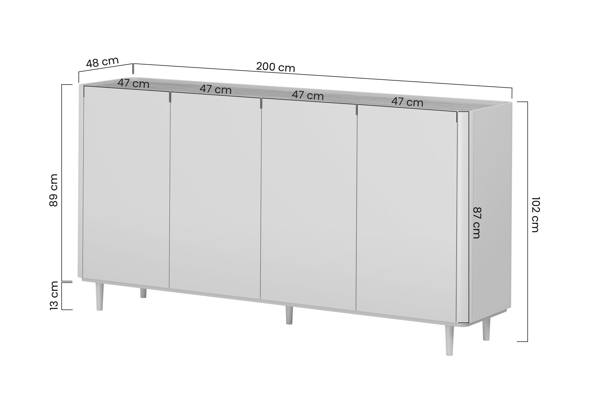 Kumode Elva 200/102/48 cm Kašmirs / Eļļots ozols - N1 Home