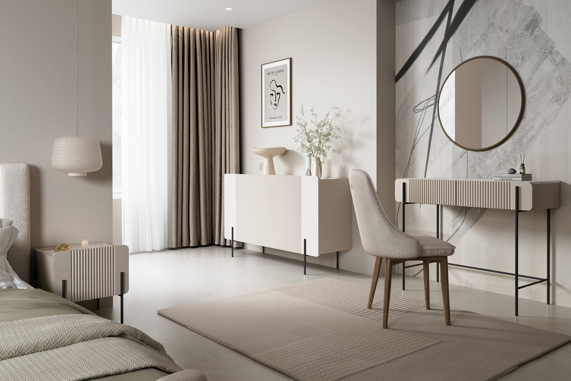 Kumode Dersi 150/87/42 cm kašmirs/melns - N1 Home