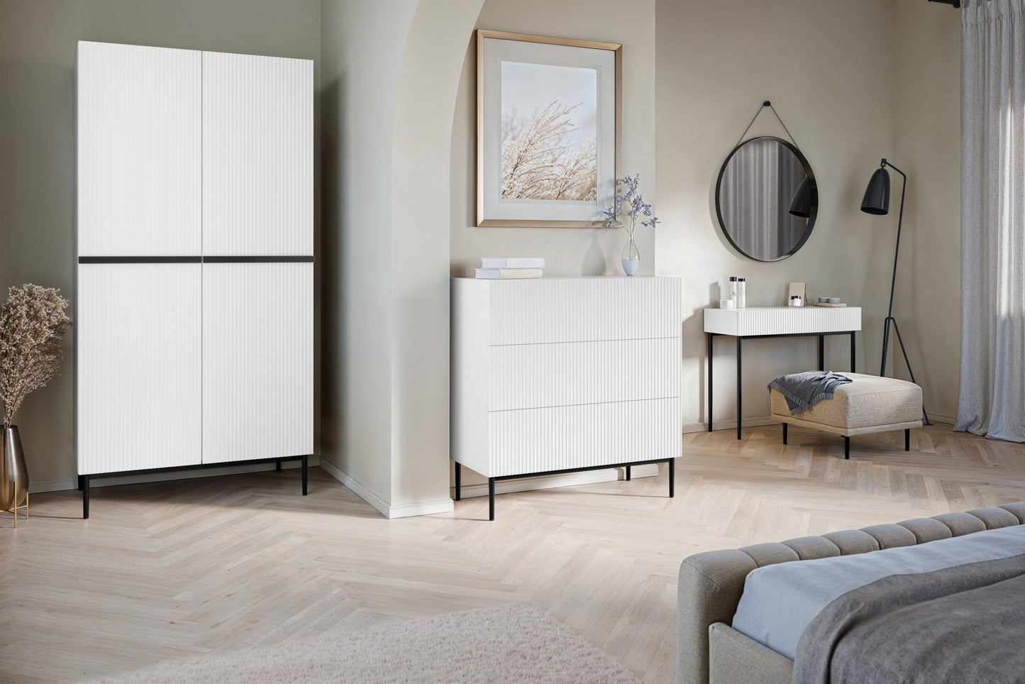 Kumode Austin 100/105/45 cm balts/melns - N1 Home