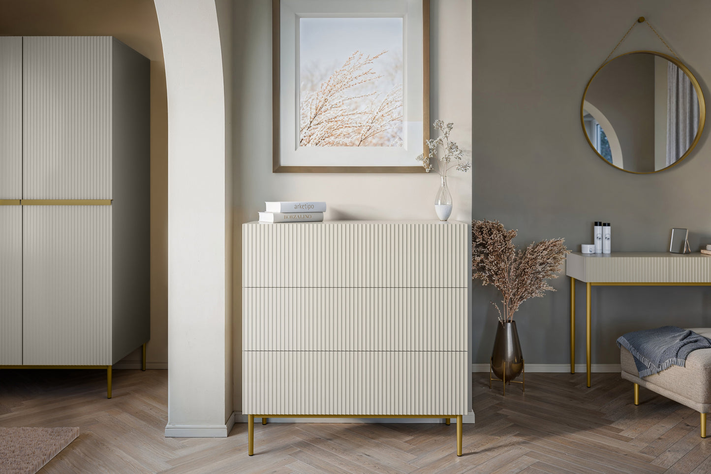 Kumode Austin 100/105/45 cm kašmirs/zelts - N1 Home