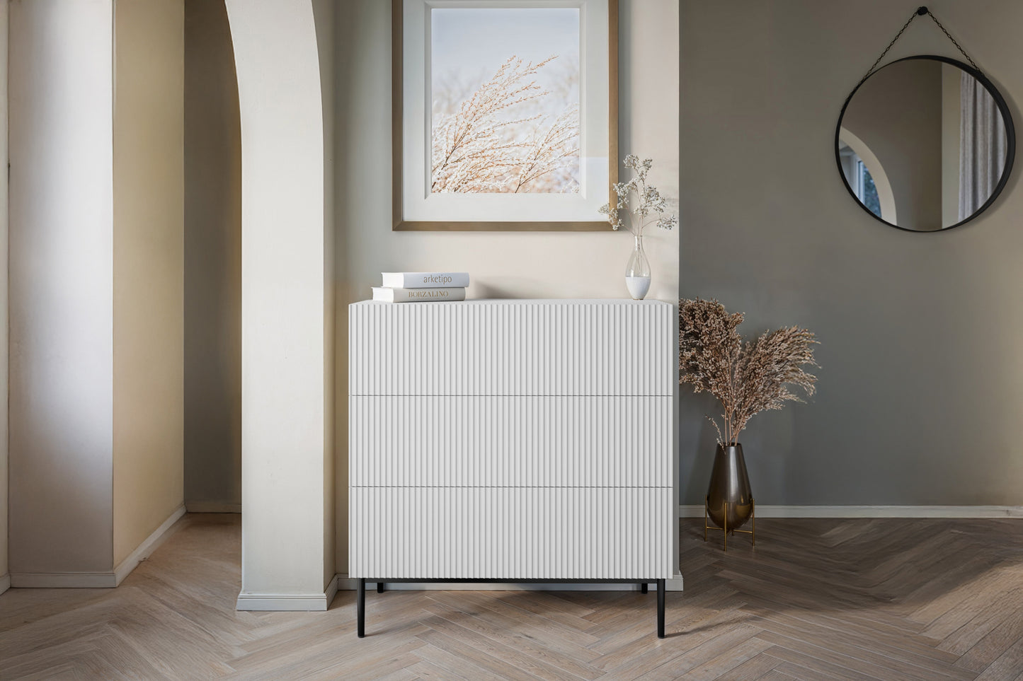 Kumode Austin 100/105/45 cm balts/melns - N1 Home