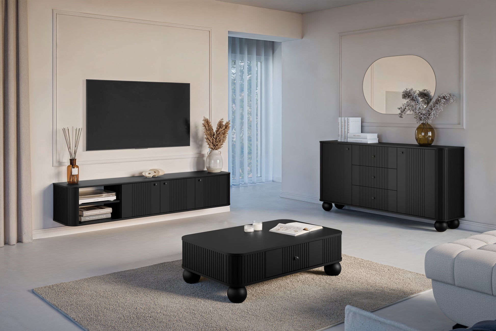 Kumode Vespa 160/82/38 cm melns/melns - N1 Home