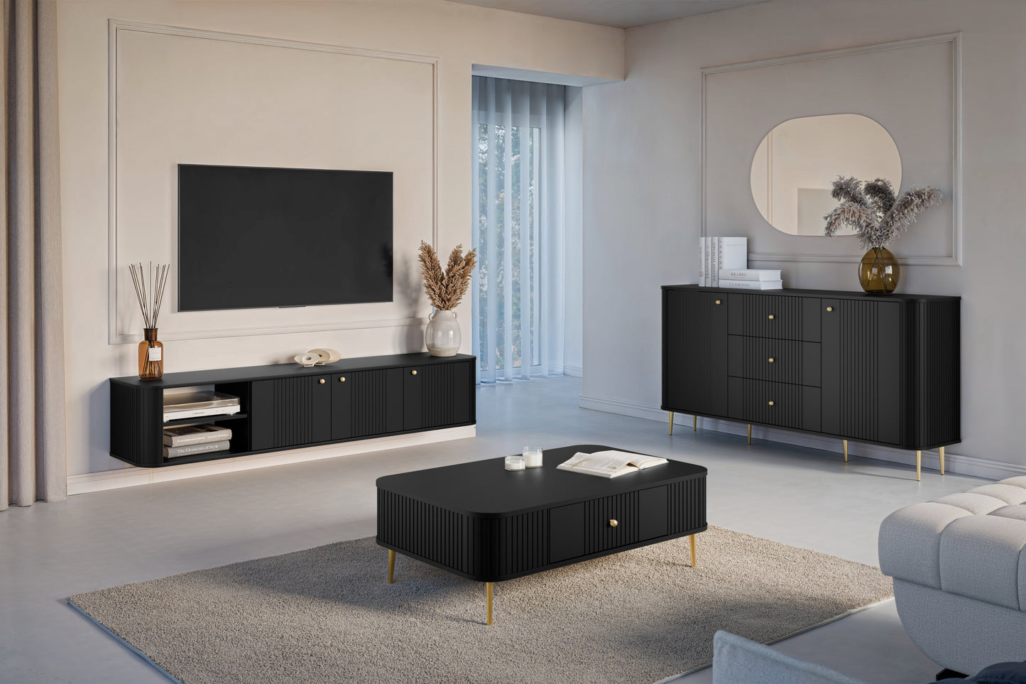 Kumode Vespa 160/85/38 cm melns/zelts - N1 Home