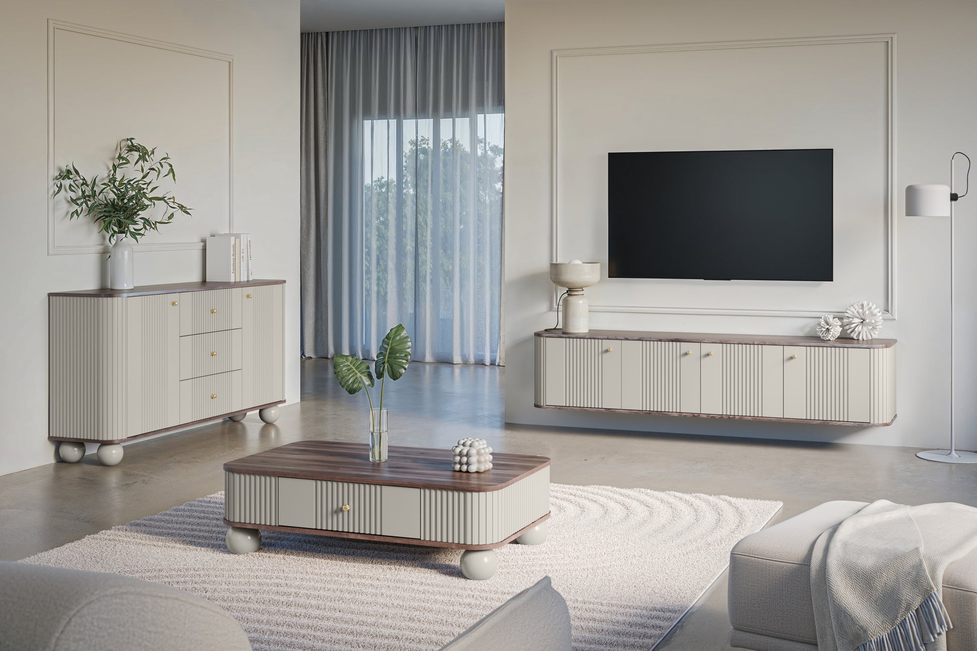 Kumode Vespa 160/82/38 cm kašmirs/rieksts/zelts - N1 Home