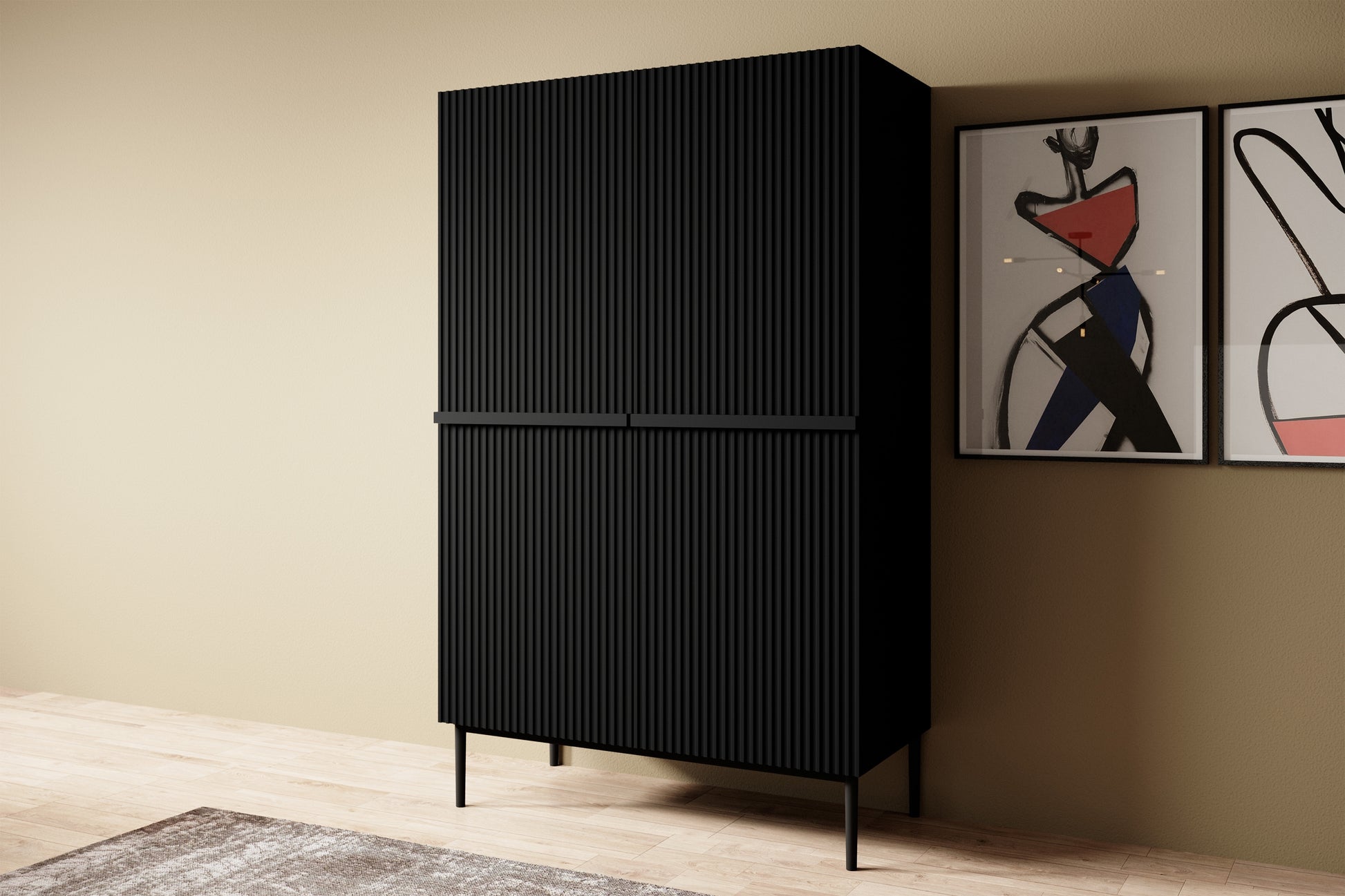 Kumode Austin 100/160/45 cm melns/melns - N1 Home