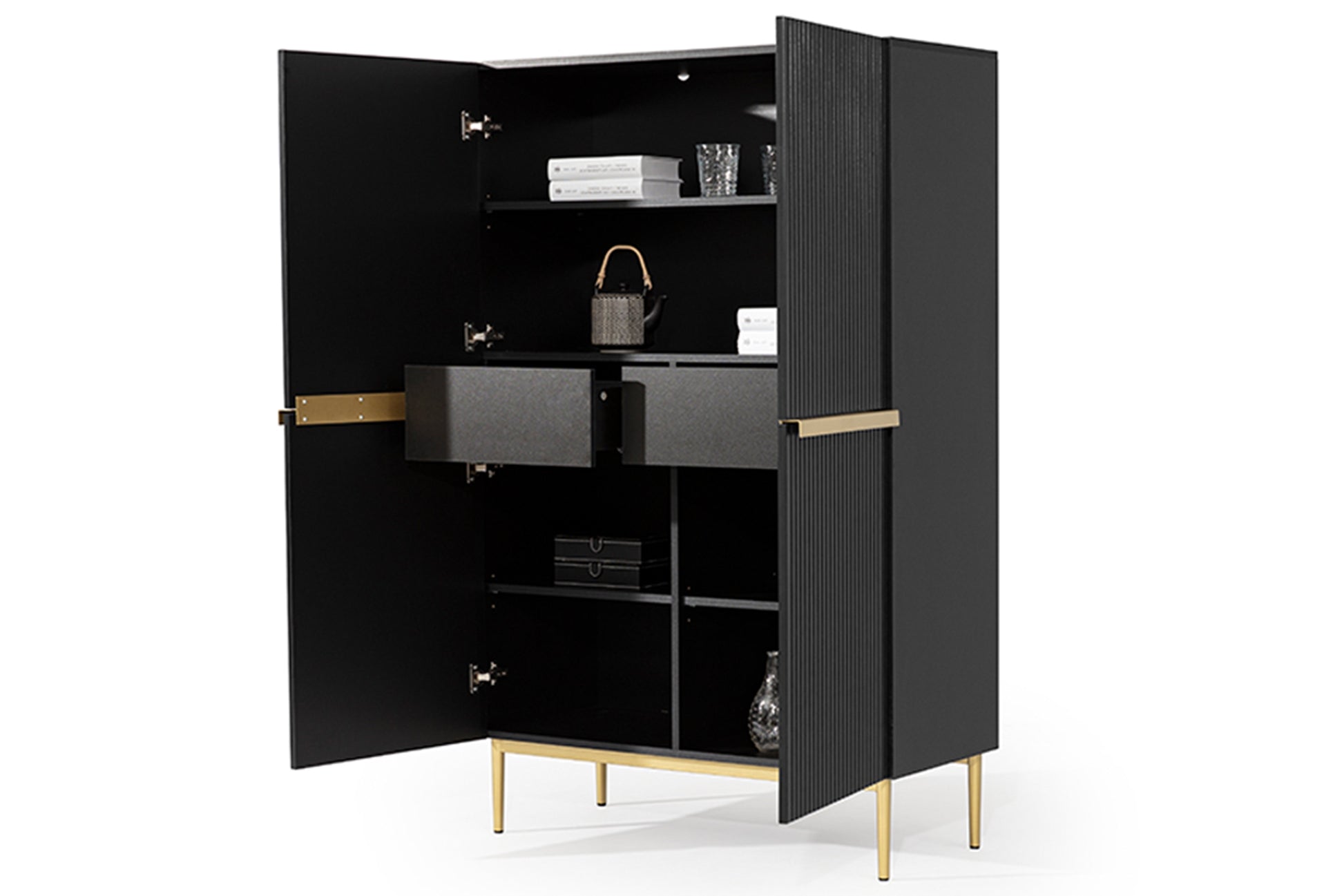 Kumode Austin 100/160/45 cm melns/zelts - N1 Home