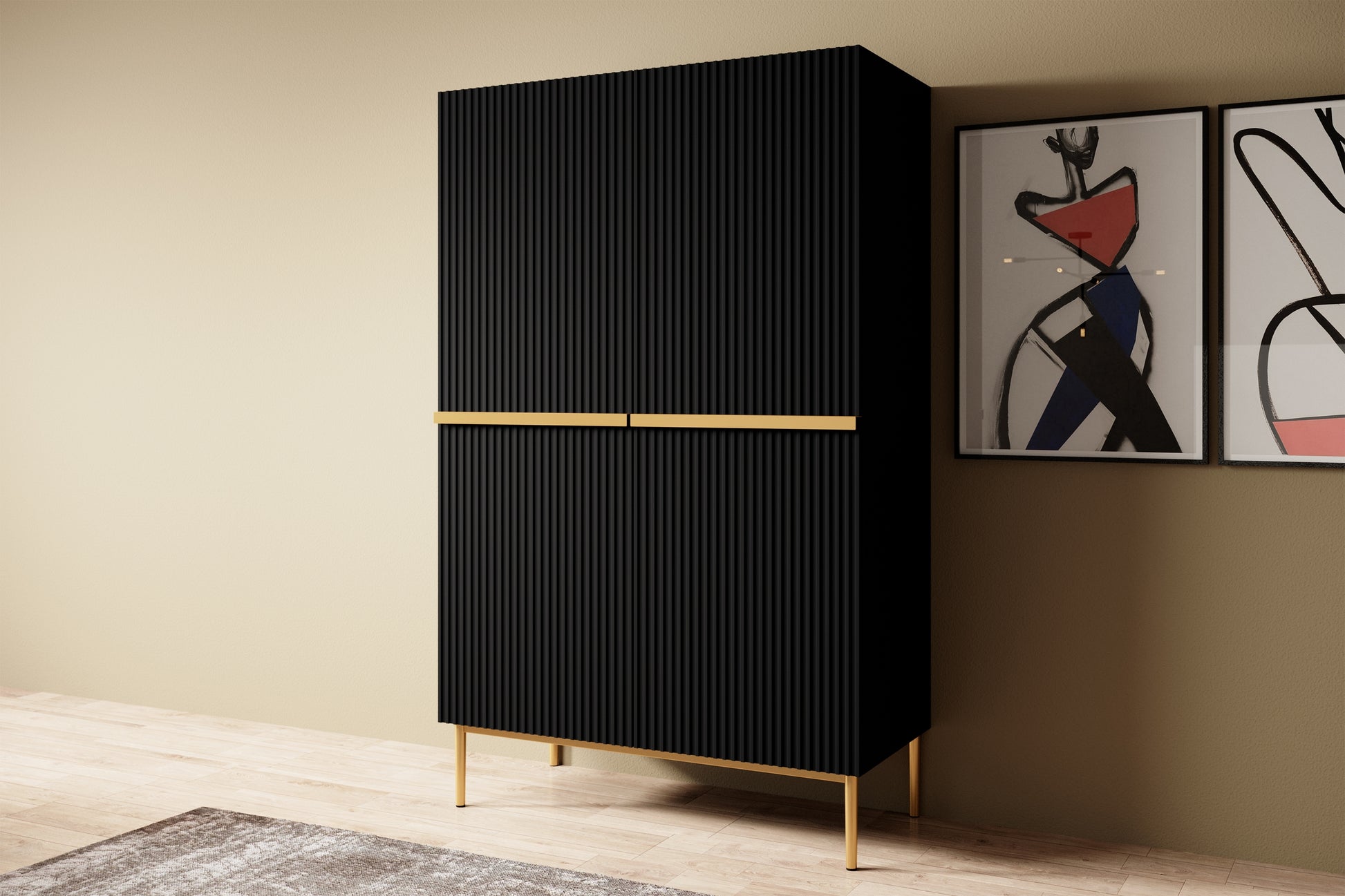 Kumode Austin 100/160/45 cm melns/zelts - N1 Home