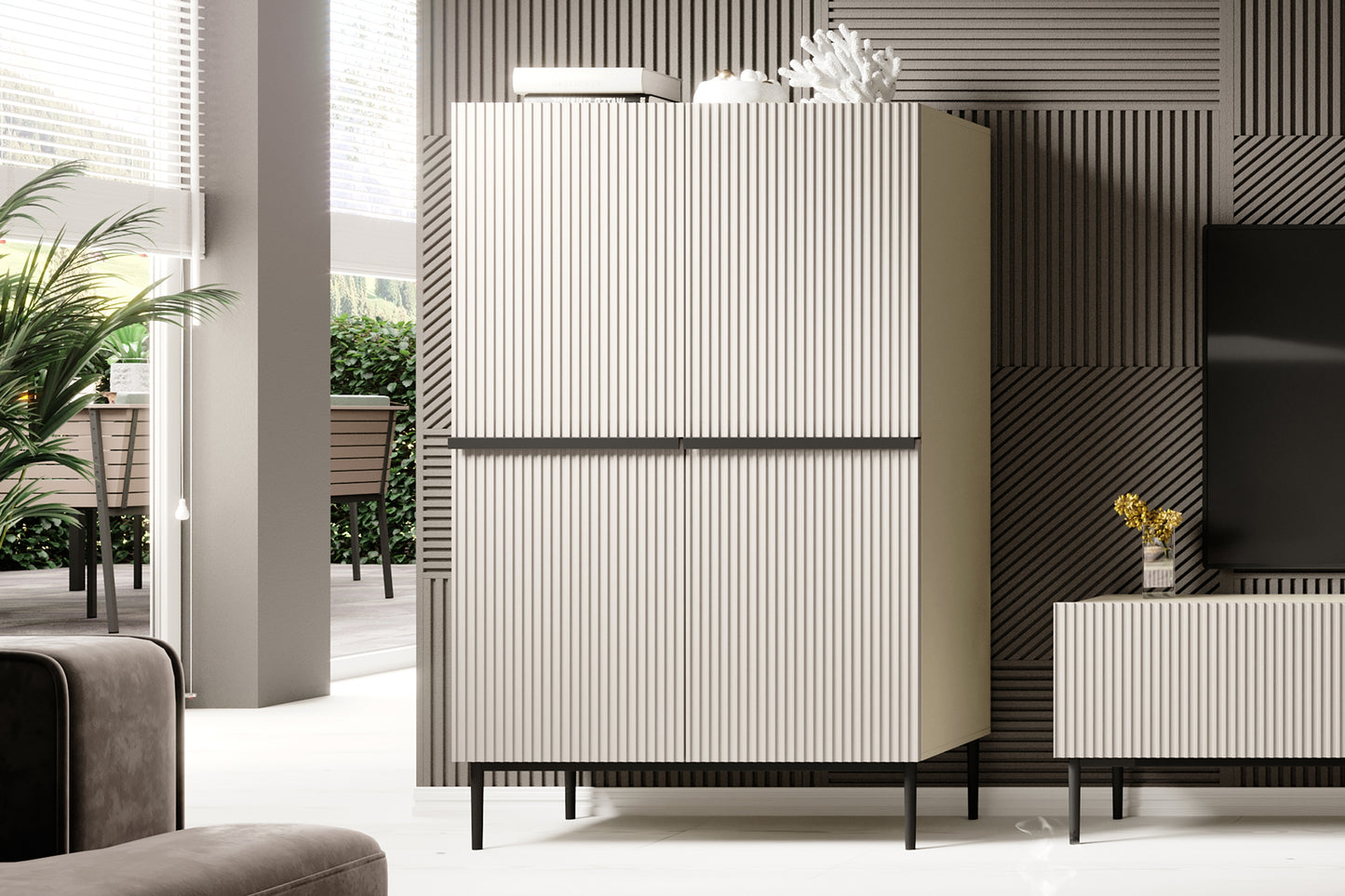 Kumode Austin 100/160/45 cm kašmirs/melns - N1 Home