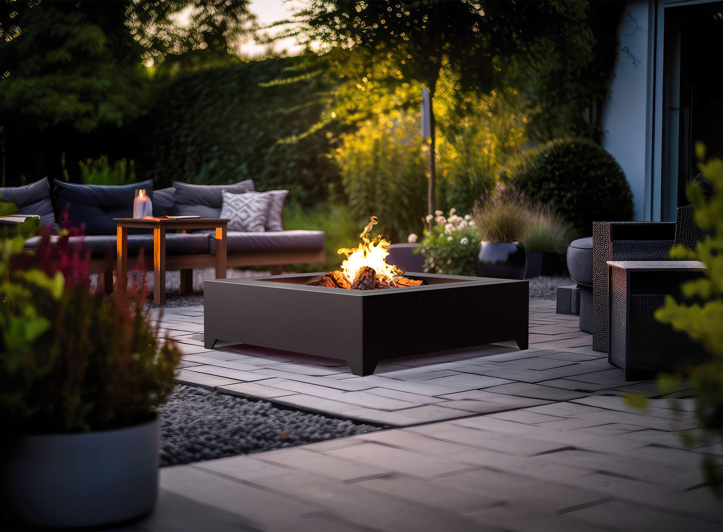 Dārza kamīns Blans Square 70/70/30; 100/100/30 cm melns - N1 Home