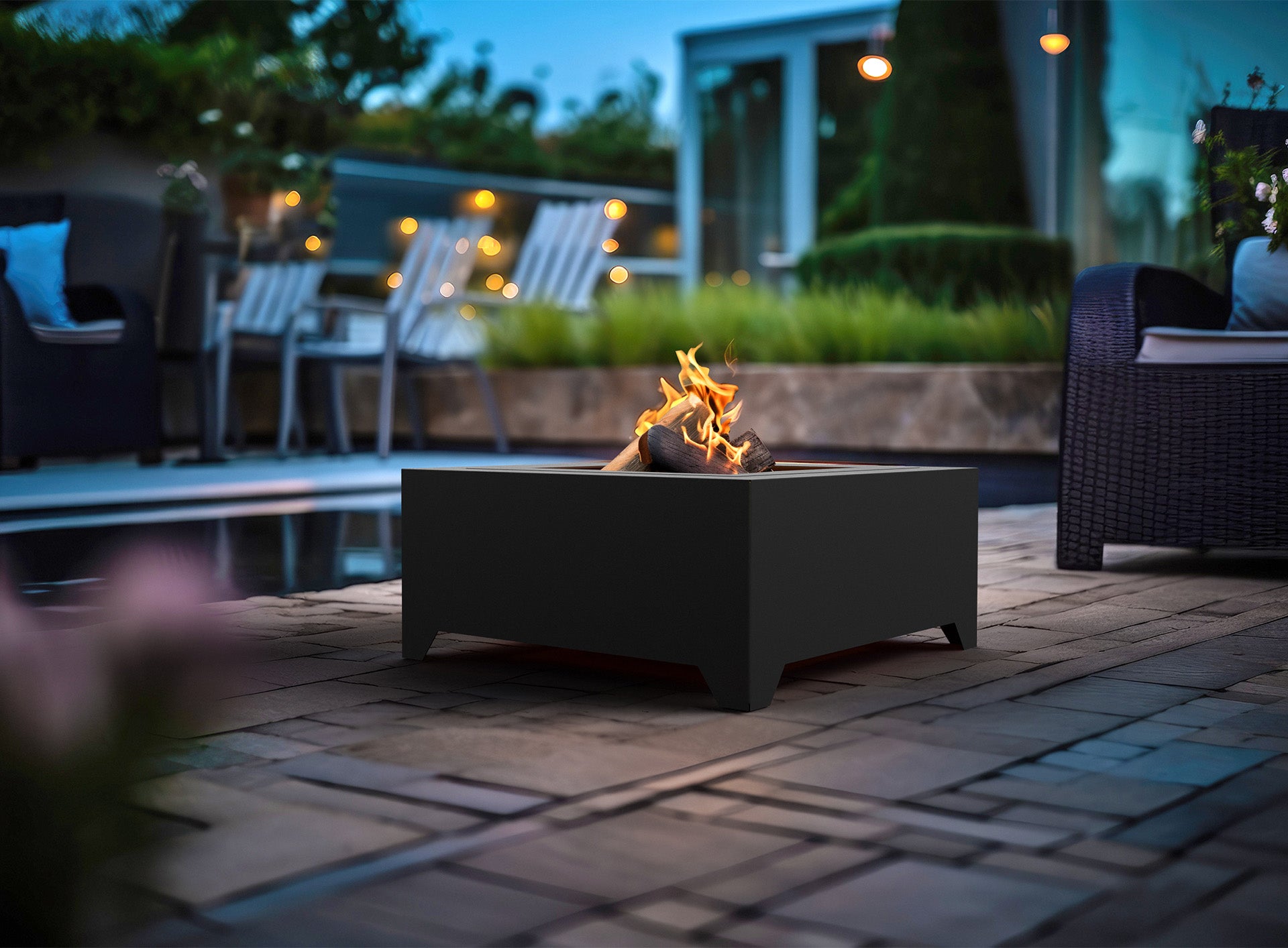 Dārza kamīns Blans Square 70/70/30; 100/100/30 cm melns - N1 Home