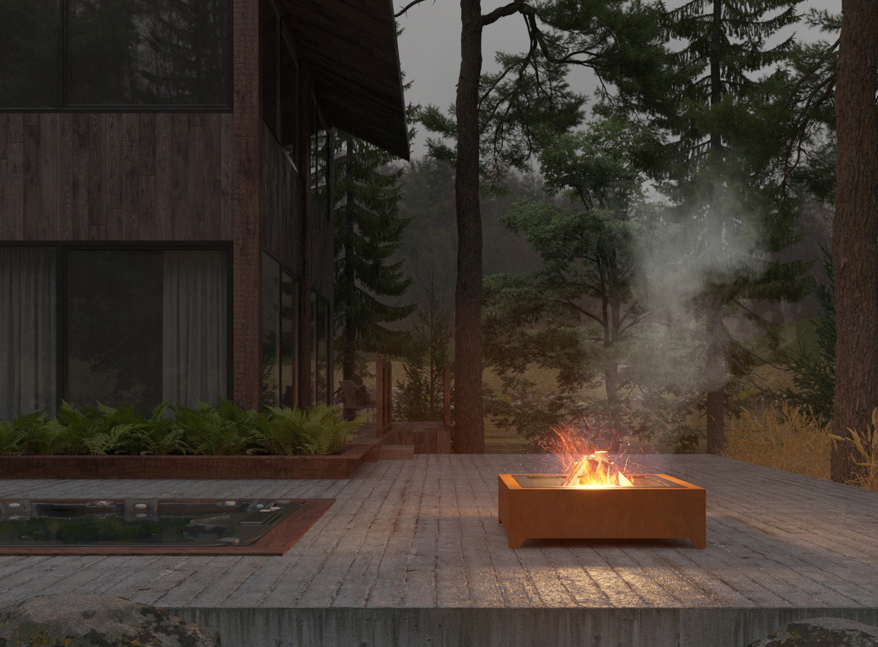 Dārza kamīns Cort Square 70/70/30; 100/100/30 cm terakots - N1 Home