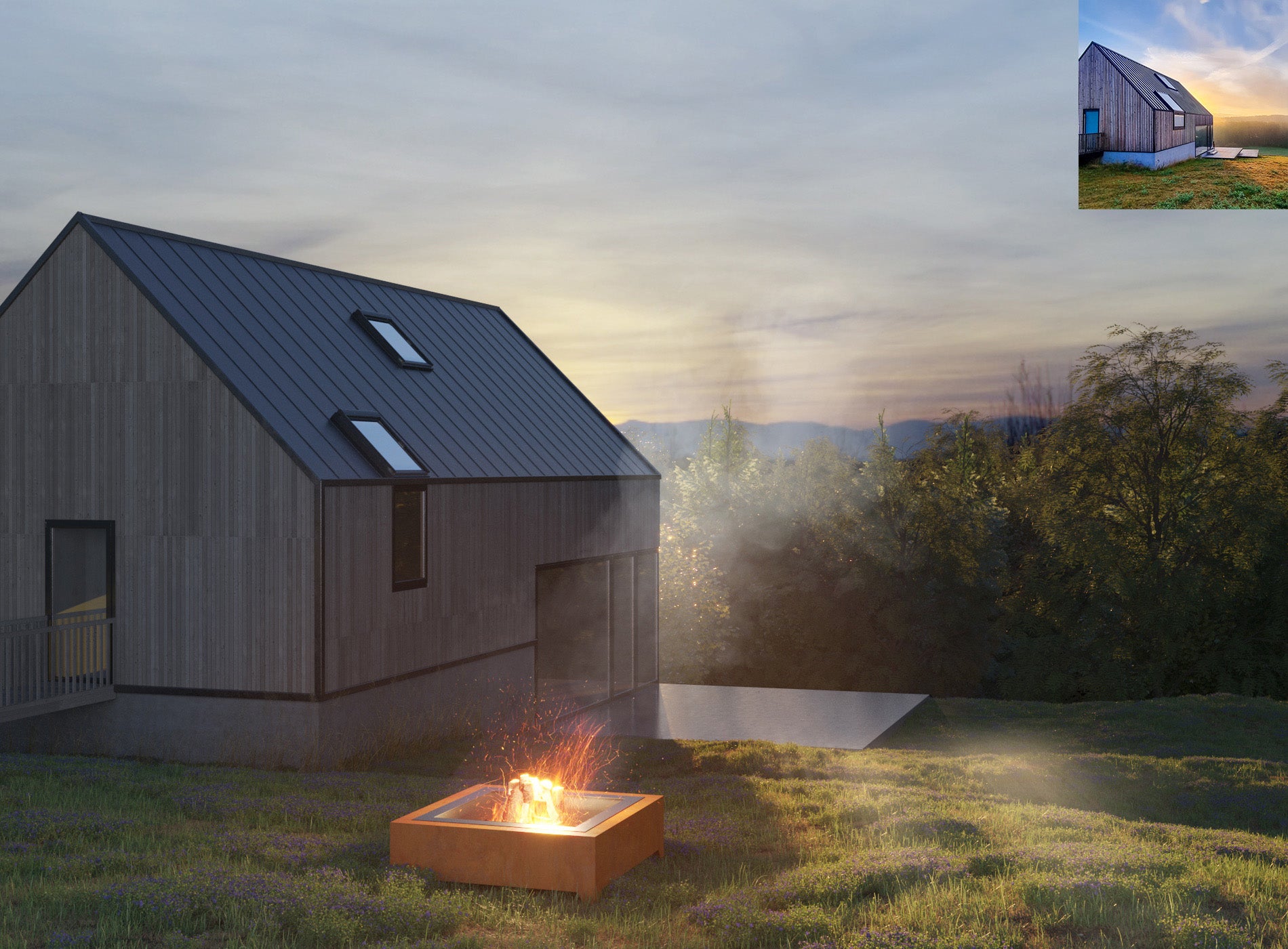 Dārza kamīns Cort Square 70/70/30; 100/100/30 cm terakots - N1 Home