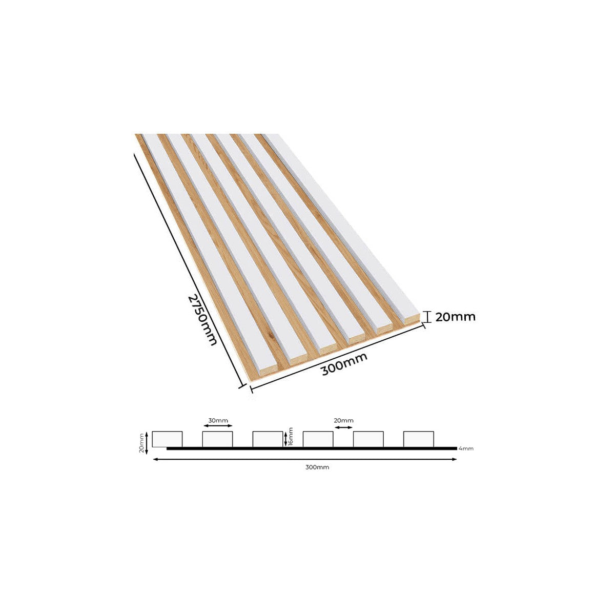 Sienas līstes 300/2750 mm balts - N1 Home