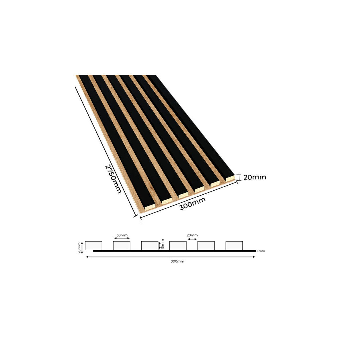 Sienas līstes 300/2750 mm melns paklājiņš - N1 Home