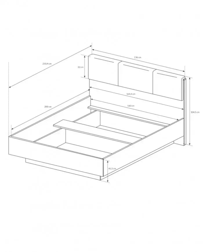 Gulta Arci 160/200 cm balts/ozols - N1 Home