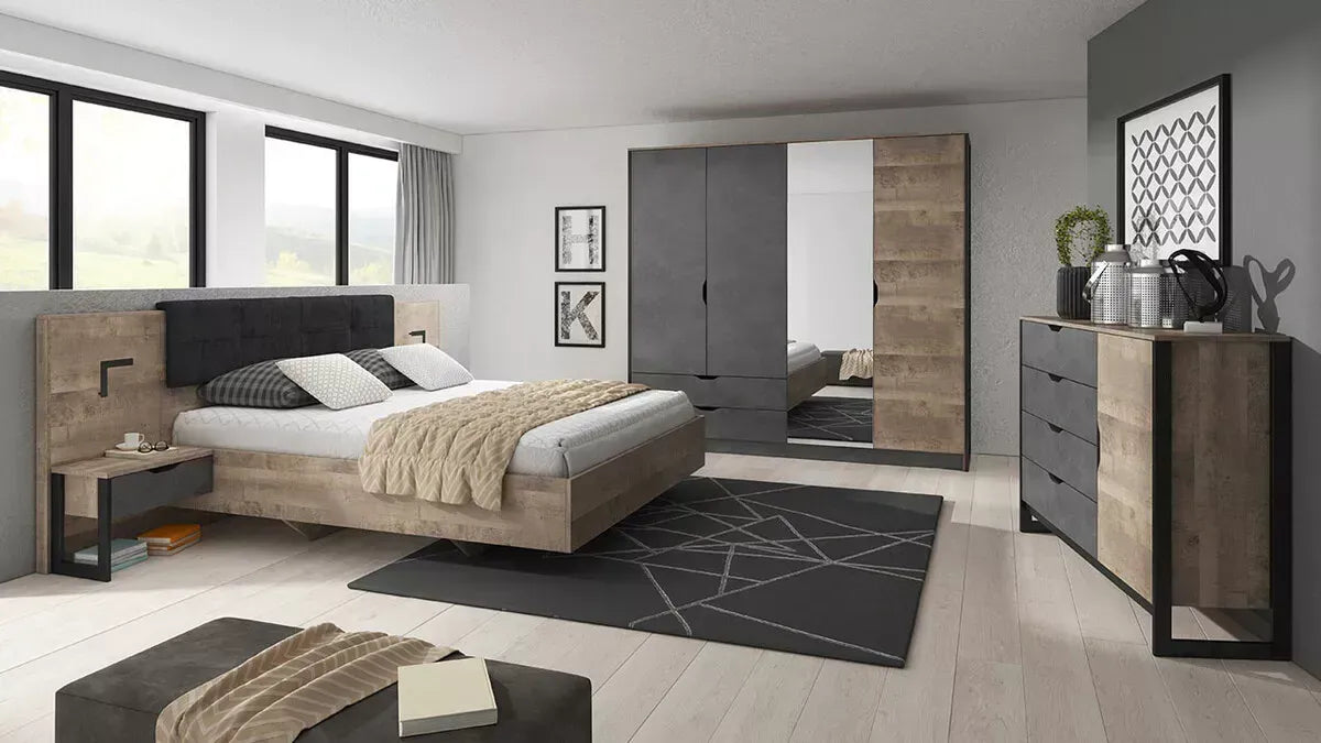 Naktsskapītis Ardi (2) 51/100/36 cm ozols, smilšu krāsas, grunge/matera - N1 Home