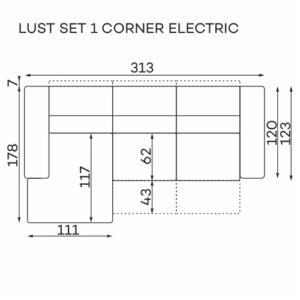 Dīvāns Lust S1 Befame 84/313/178 cm grafits