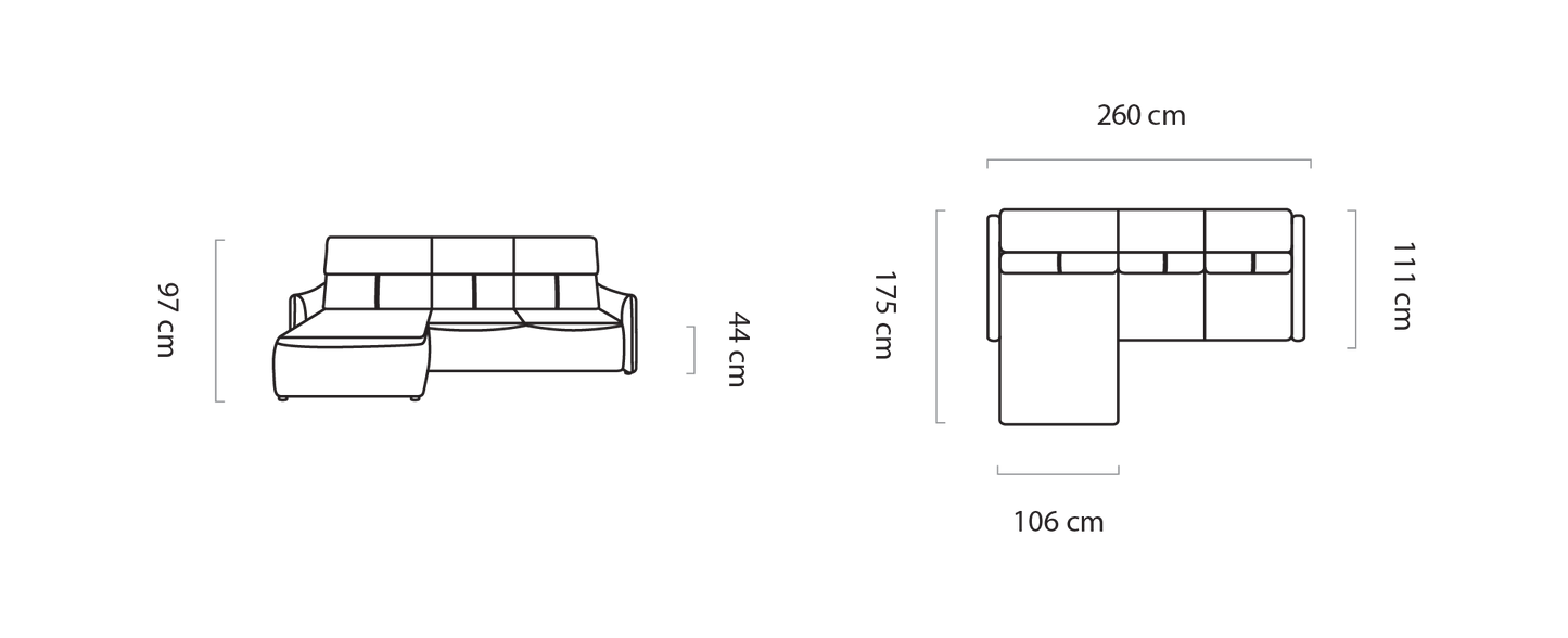 Dīvāns MARE 260/175/111 cm - N1 Home