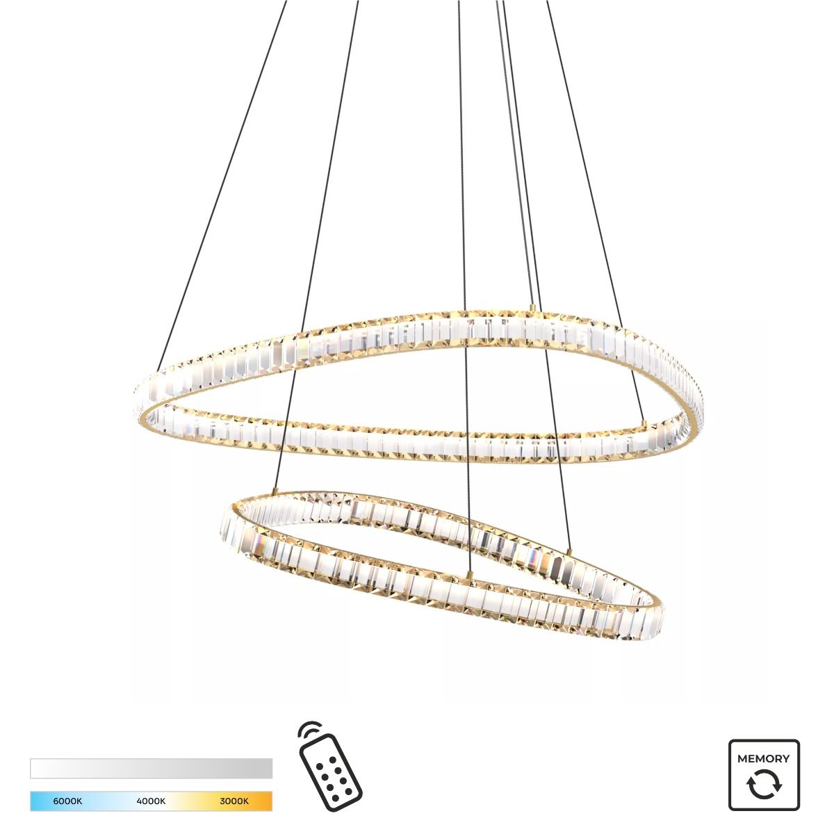 Piekaramā lampa Athena 150/80/80 cm zelts - N1 Home