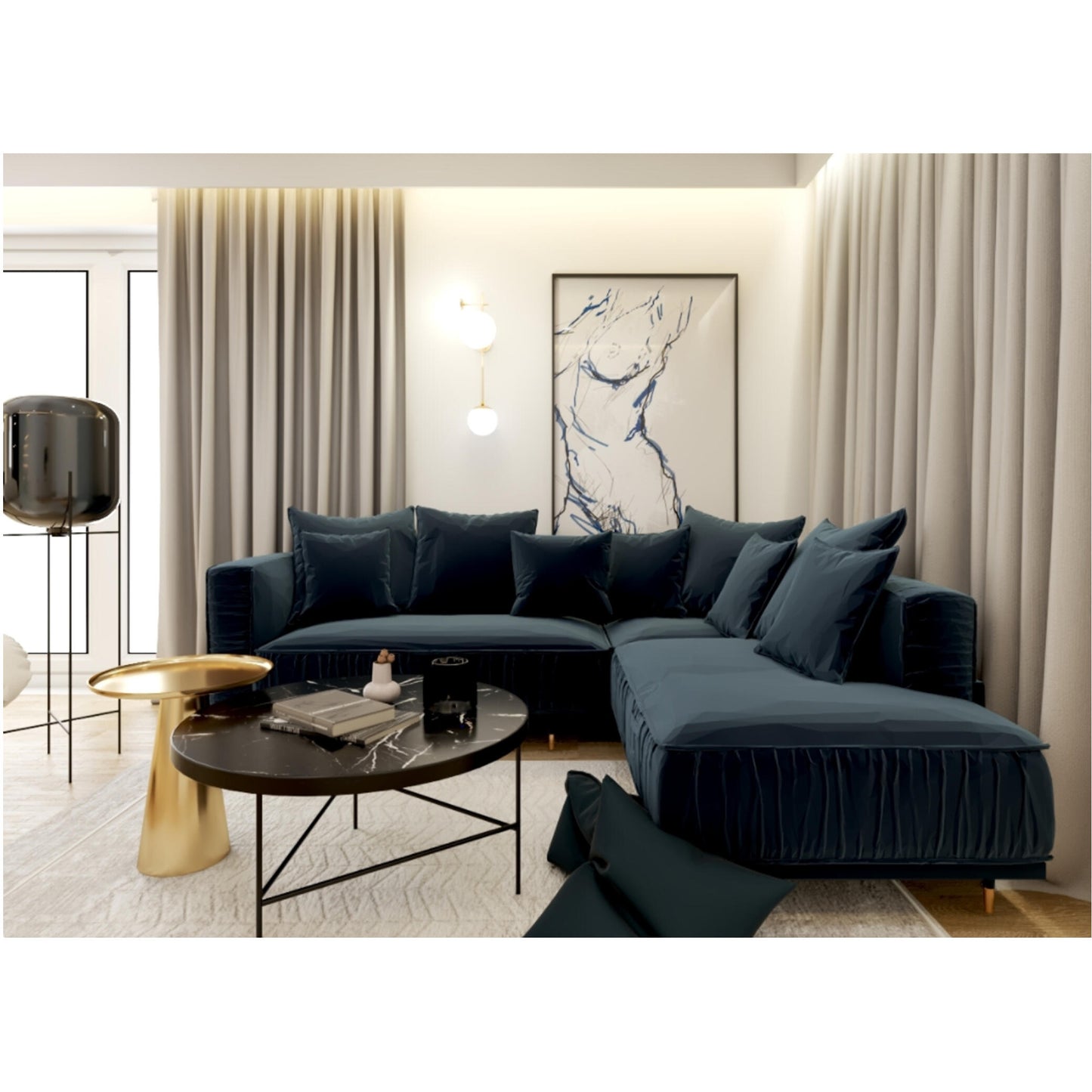 Dīvāns Bellissa Corners Befame Set 2 250/295/104 cm sinepes