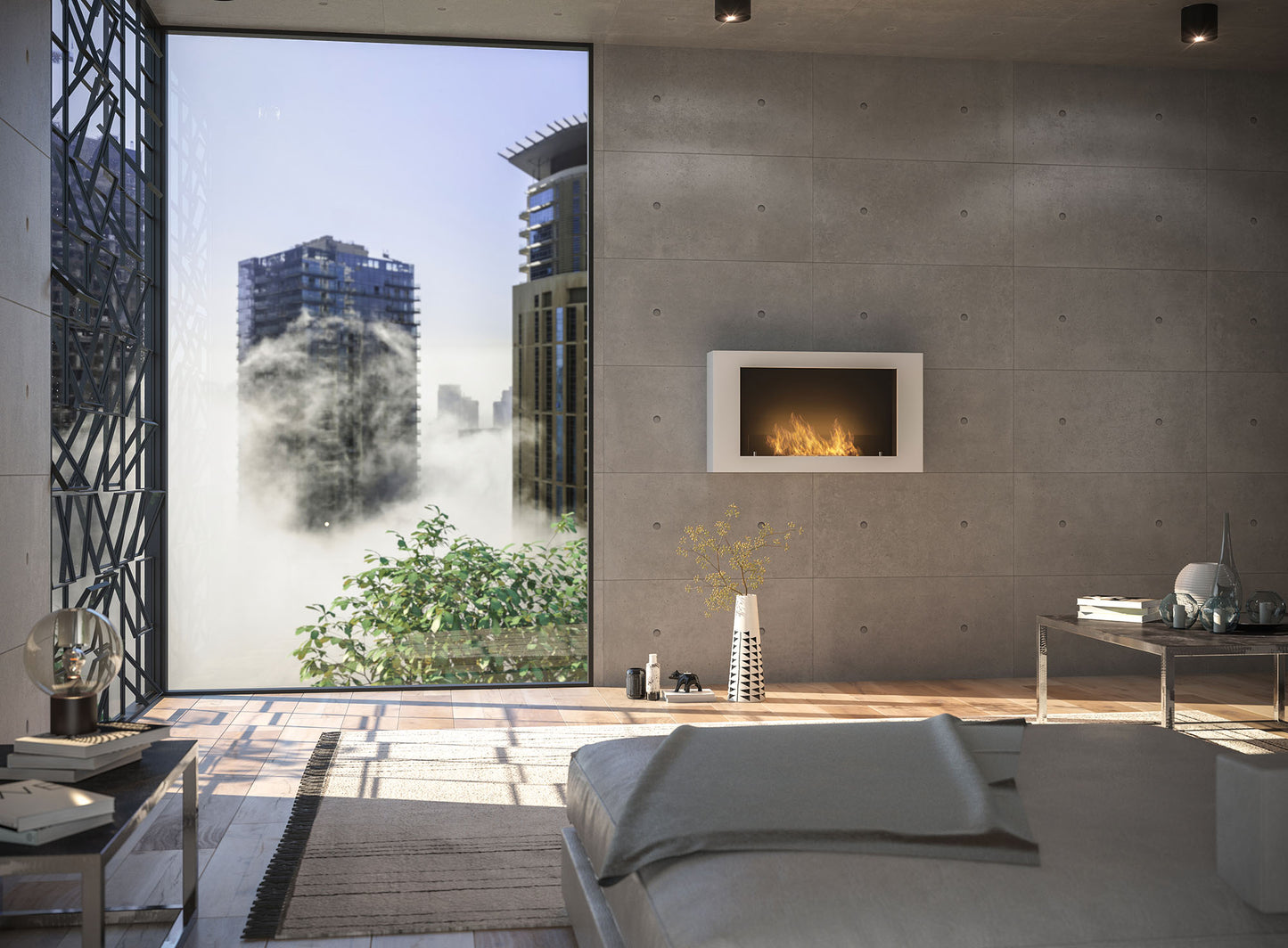 Biokamīns Mura 80/56/16;100/56/16/120/56/16 cm balts - N1 Home