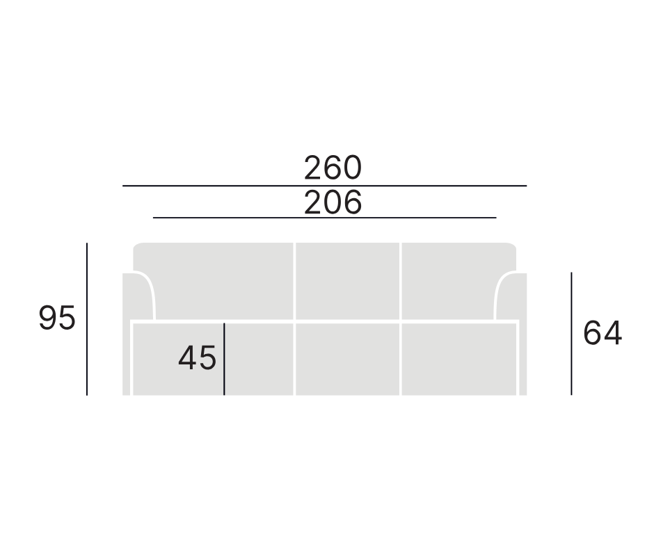 Dīvāns Nab 260/95/58 cm Castel 3 - N1 Home