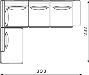 Dīvāns Soprano Corner Befame 303/232/88 cm pelēks