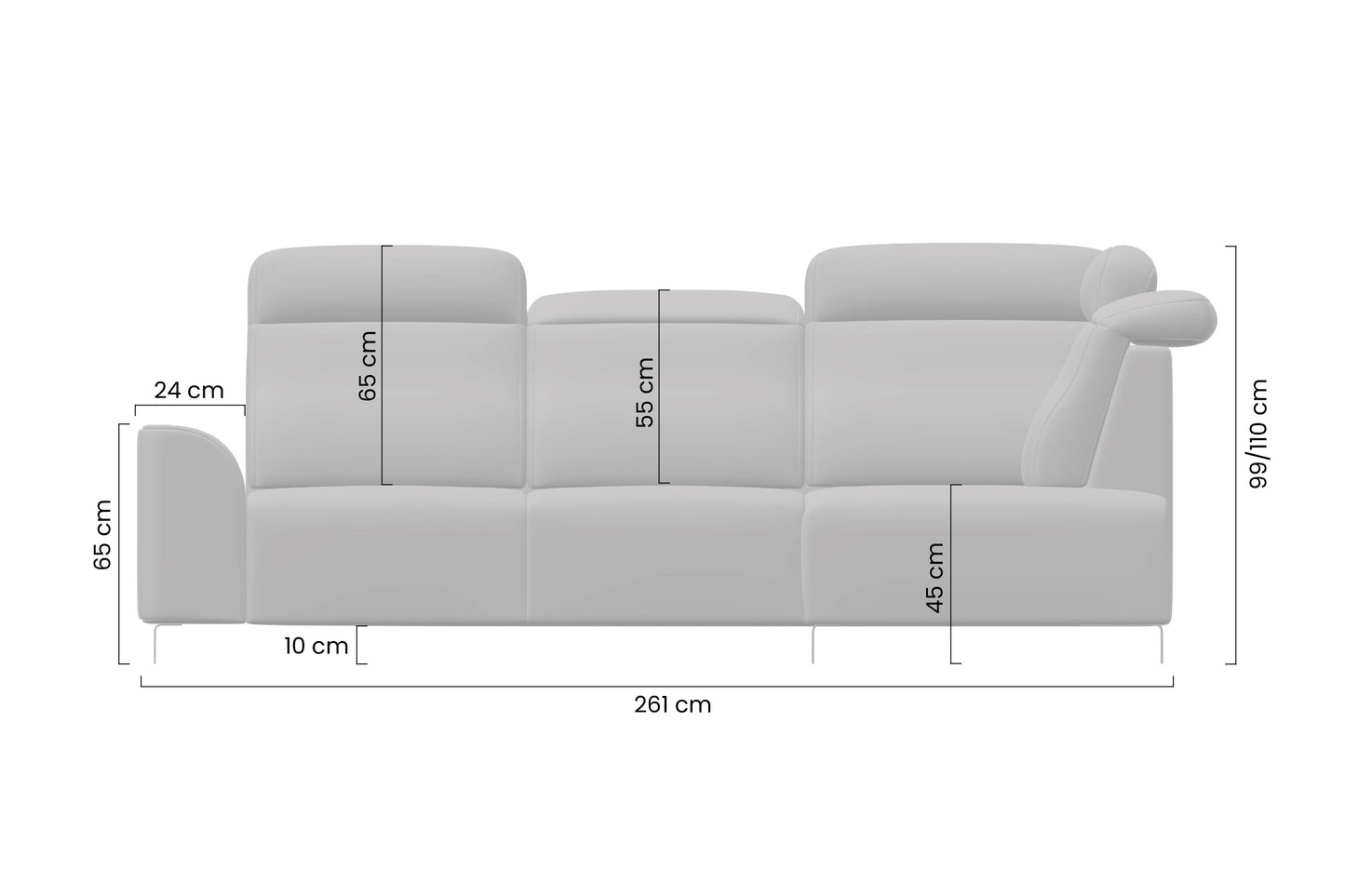 Dīvāns Mago 261/100/194 cm Sierra 744
