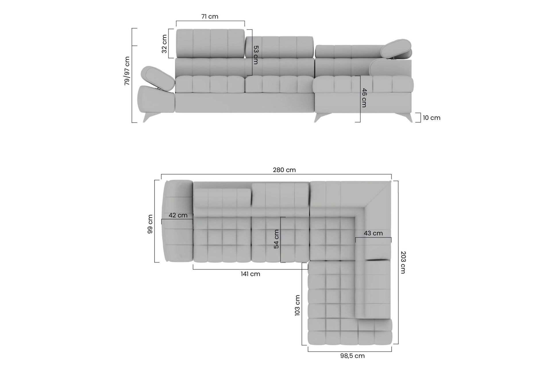 Dīvāns Valias 280/79/203 cm Maya 01 - N1 Home