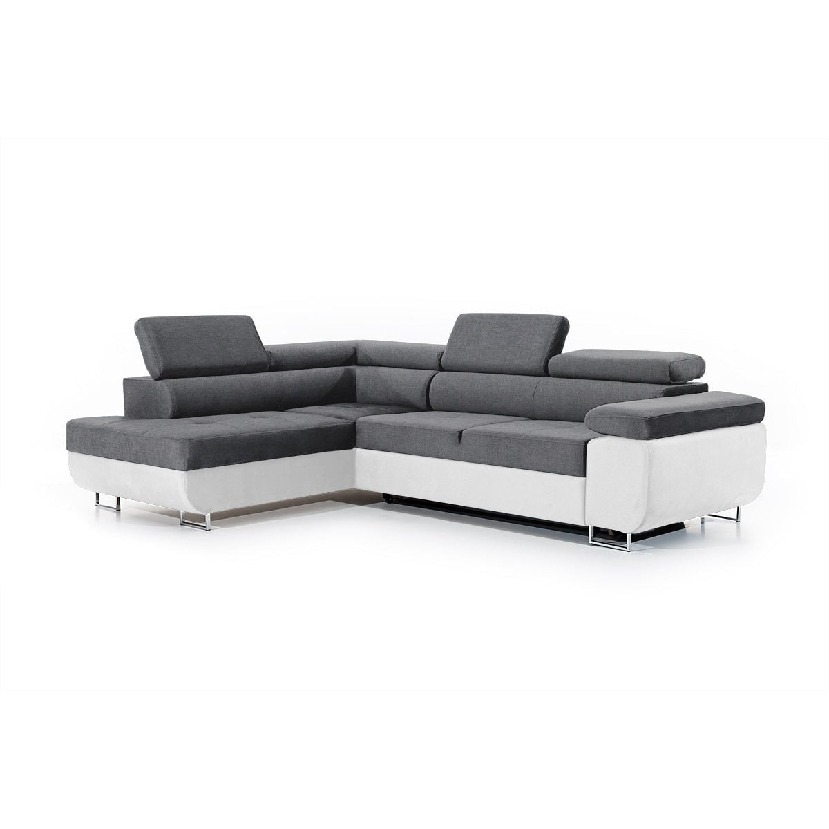 Dīvāns TOKYO  kreisais stūris 277/76-98/201 cm tumši pelēks/balts - N1 Home