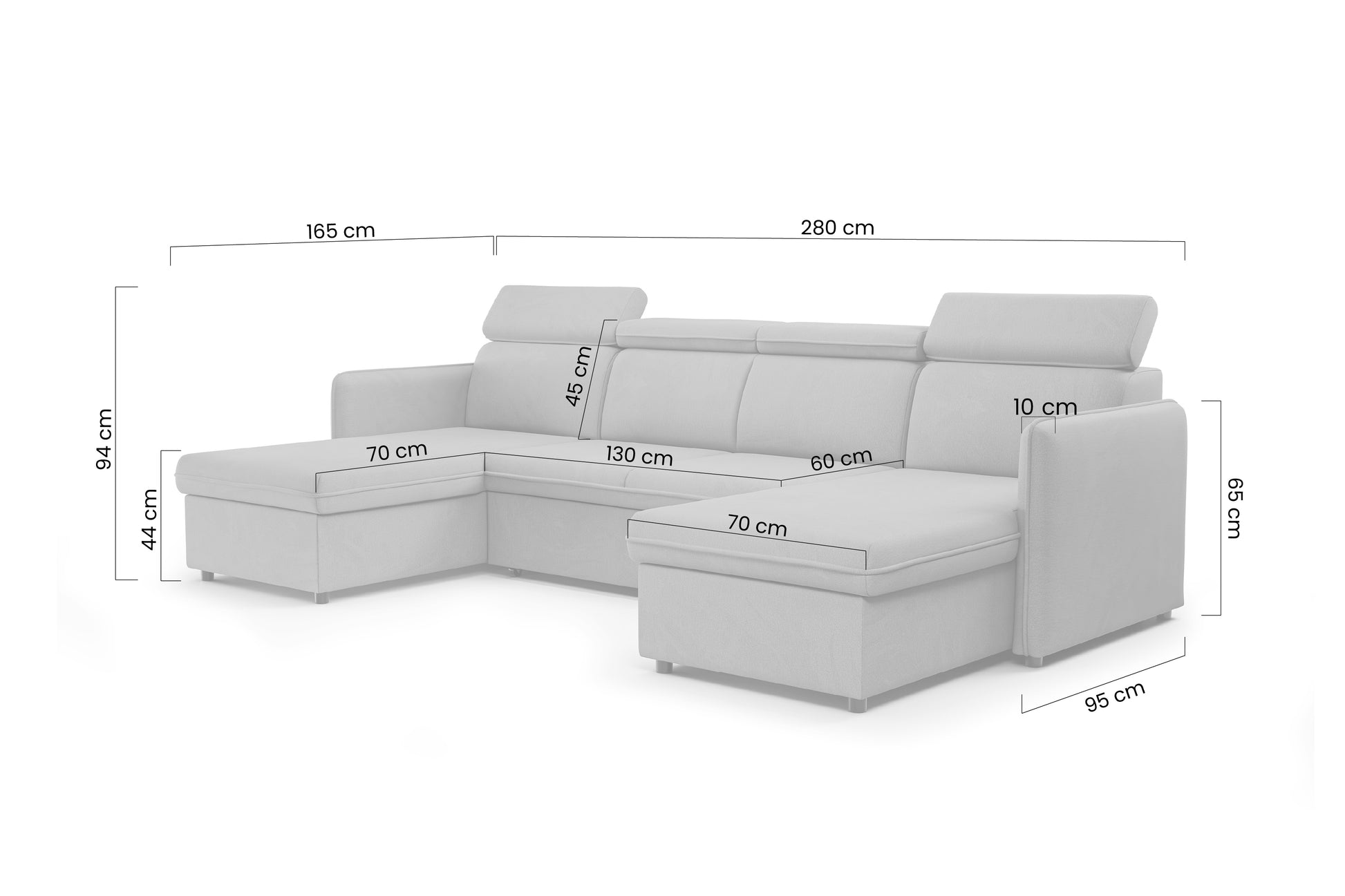 Dīvāns Barce 280/94/165 cm tumši pelēks - N1 Home