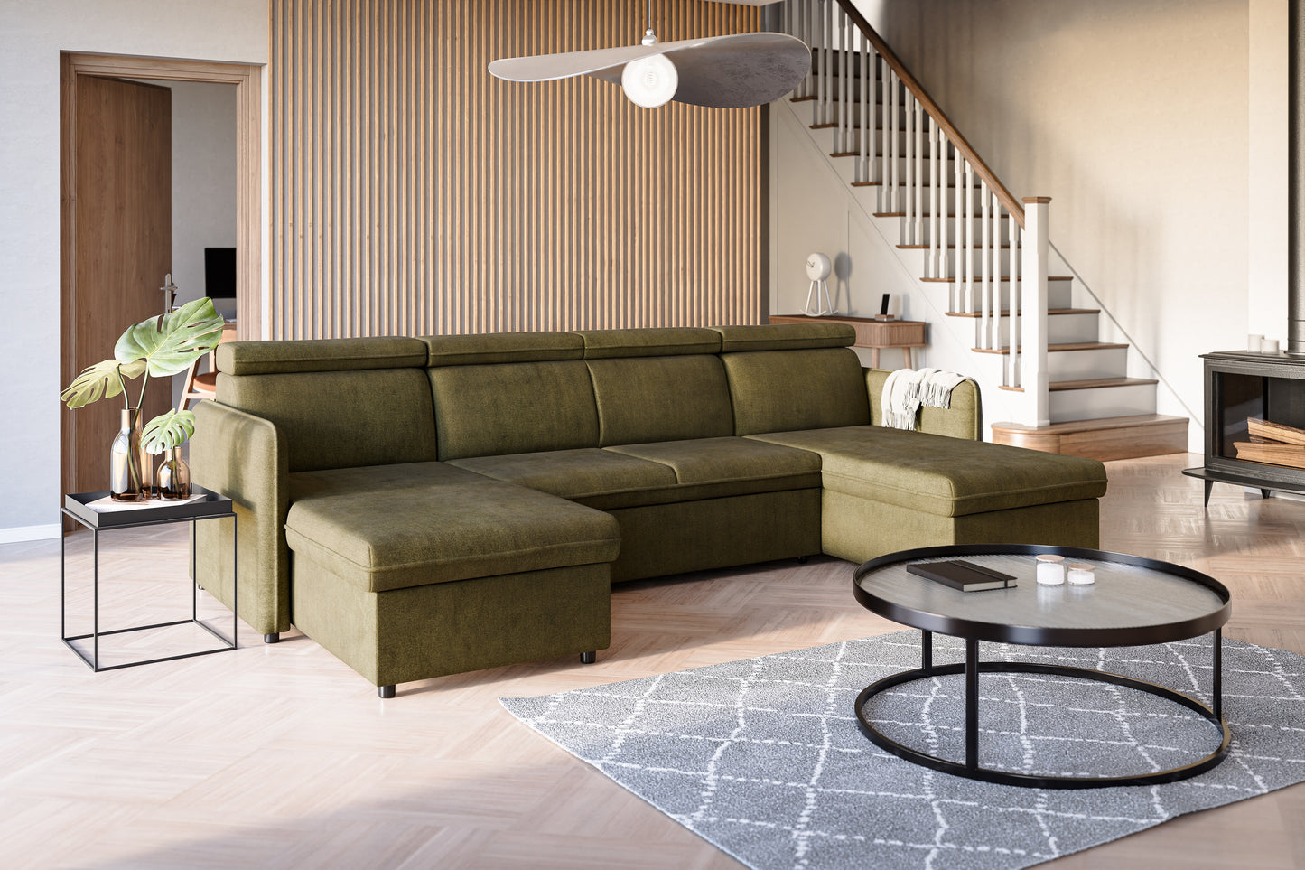 Dīvāns Barce 280/94/165 cm tumši zaļš - N1 Home