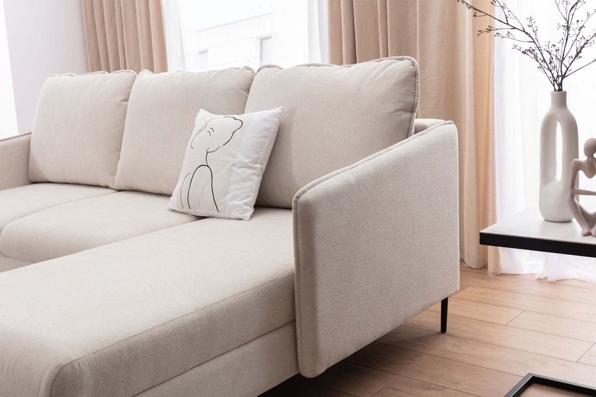 Dīvāns Tai 222/95/161 cm krēms/melnas kājas - N1 Home