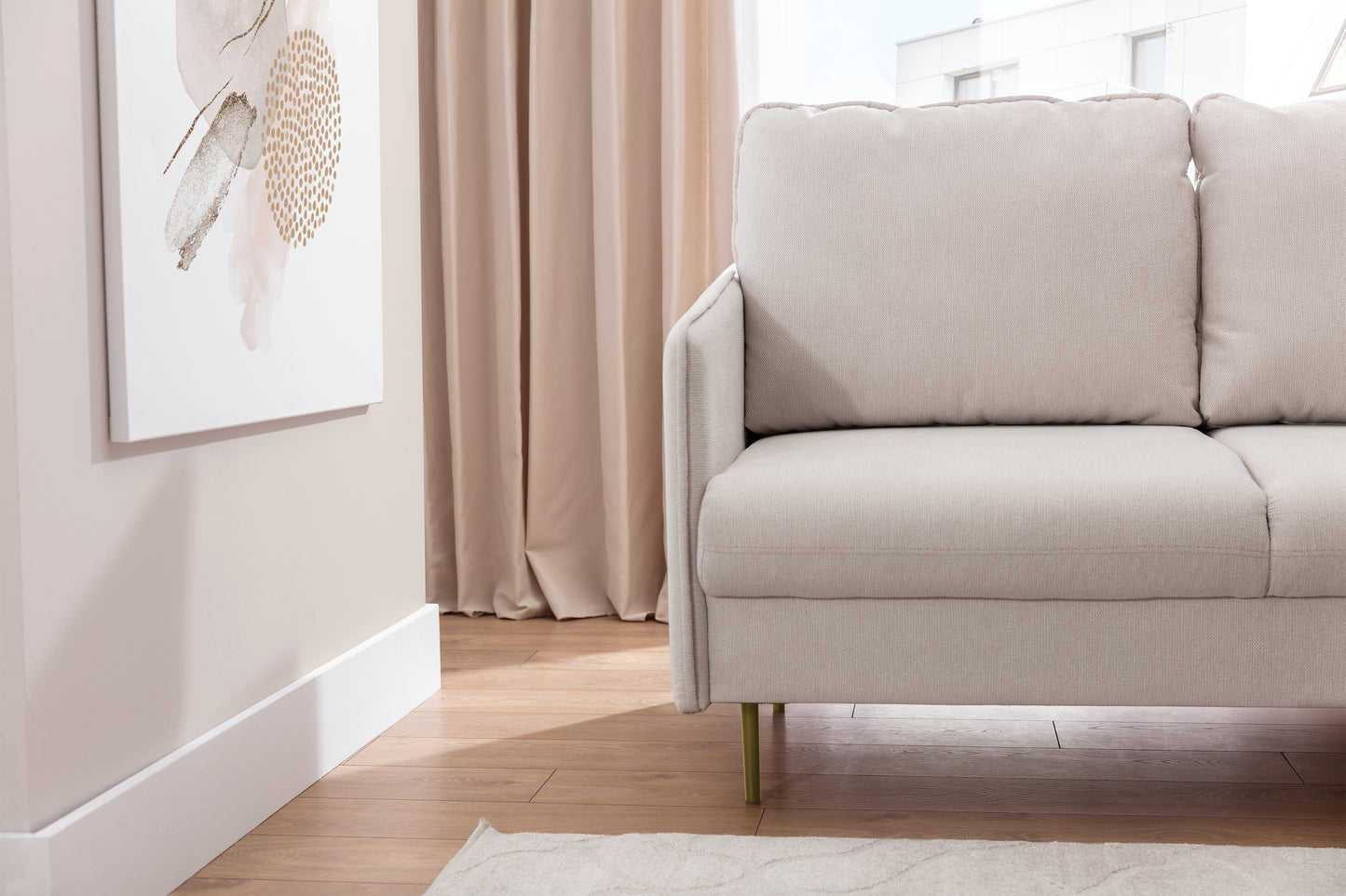 Dīvāns Tai 222/95/161 cm krēms/zelts kājas - N1 Home