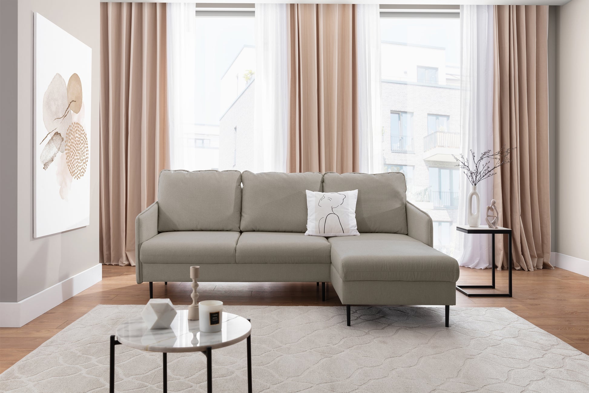 Dīvāns Tai 222/95/161 cm Loft 02/melnas kājas - N1 Home