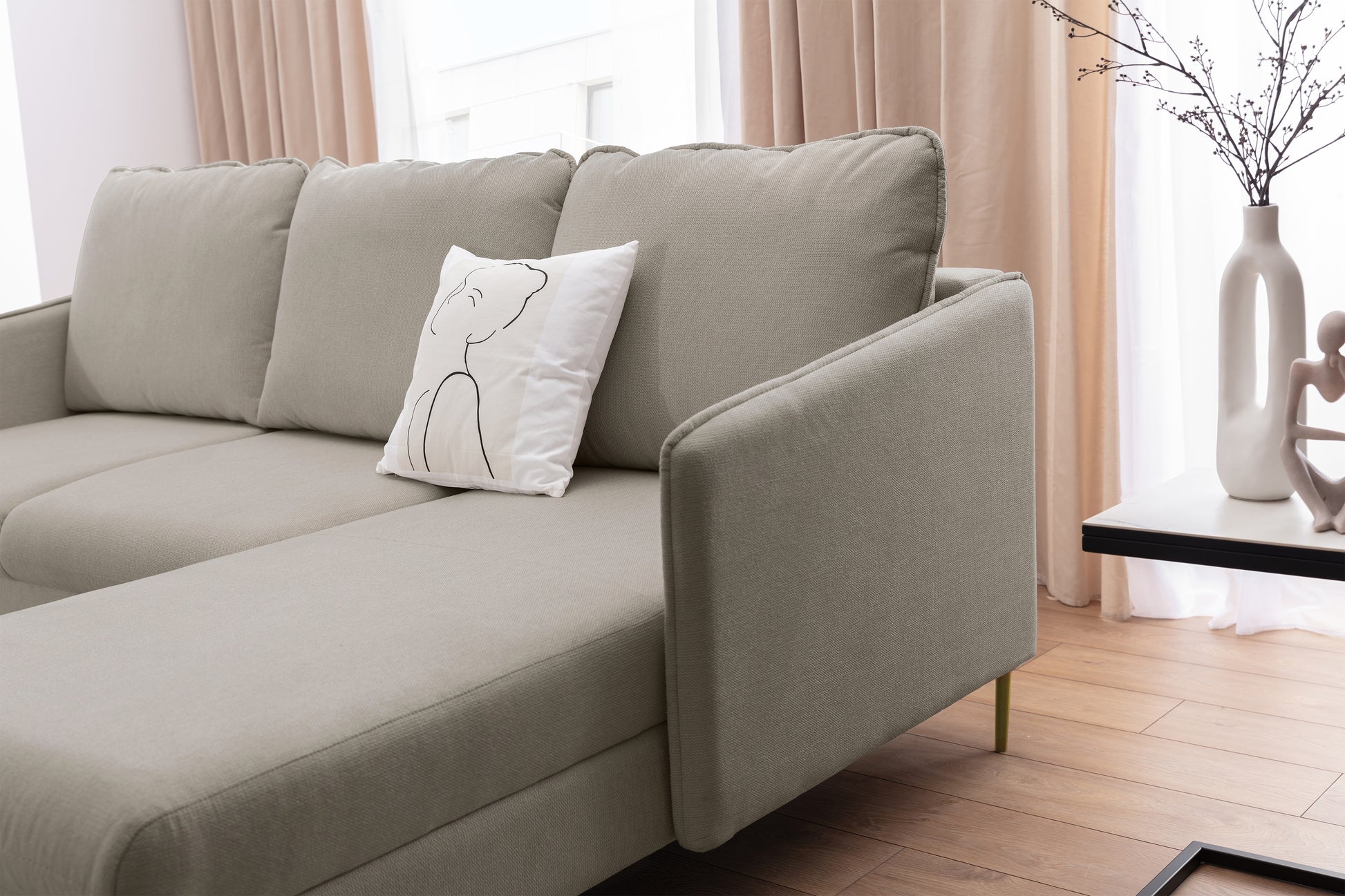 Dīvāns Tai 222/95/161 cm Loft 02/zelts kājas - N1 Home