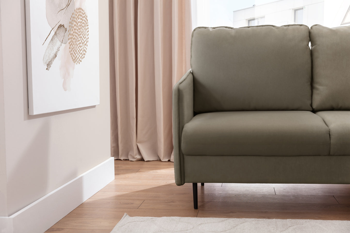 Dīvāns Tai 222/95/161 cm Velluto 3/melnas kājas - N1 Home