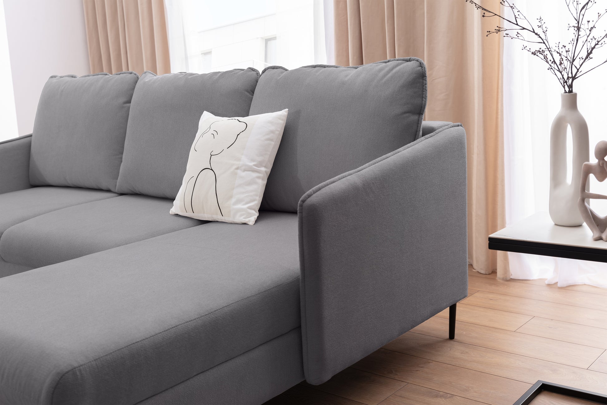 Dīvāns Tai 222/95/161 cm Loft 19/melnas kājas - N1 Home