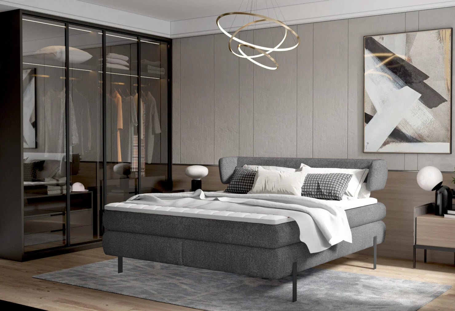 Gulta Nobi 140/160/180×200 cm pelēks - N1 Home