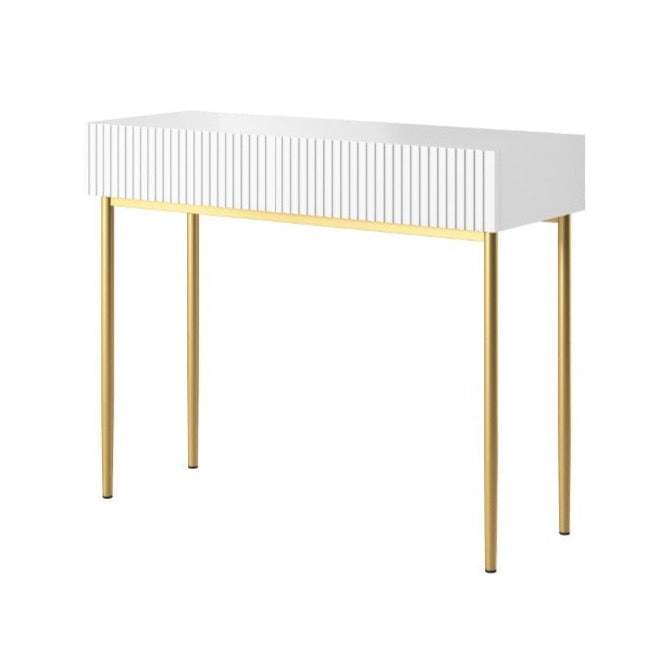 AUSTIN rakstāmgalds/konsole 100/82/41 balts/zelta kājas - N1 Home