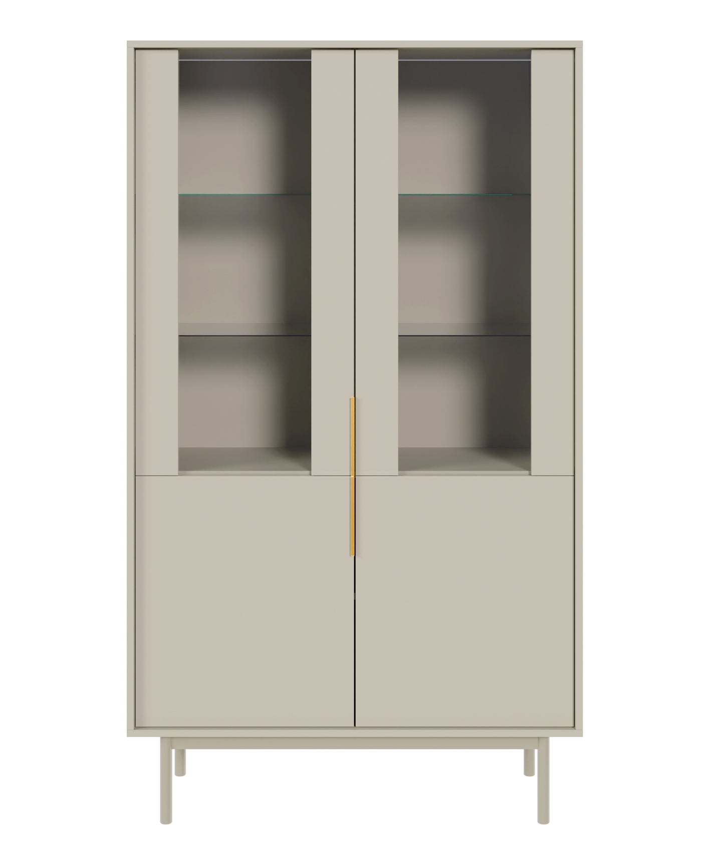 KIARO Divu durvju vitrīnas skapis 104 cm, pelēks bēšs - N1 Home