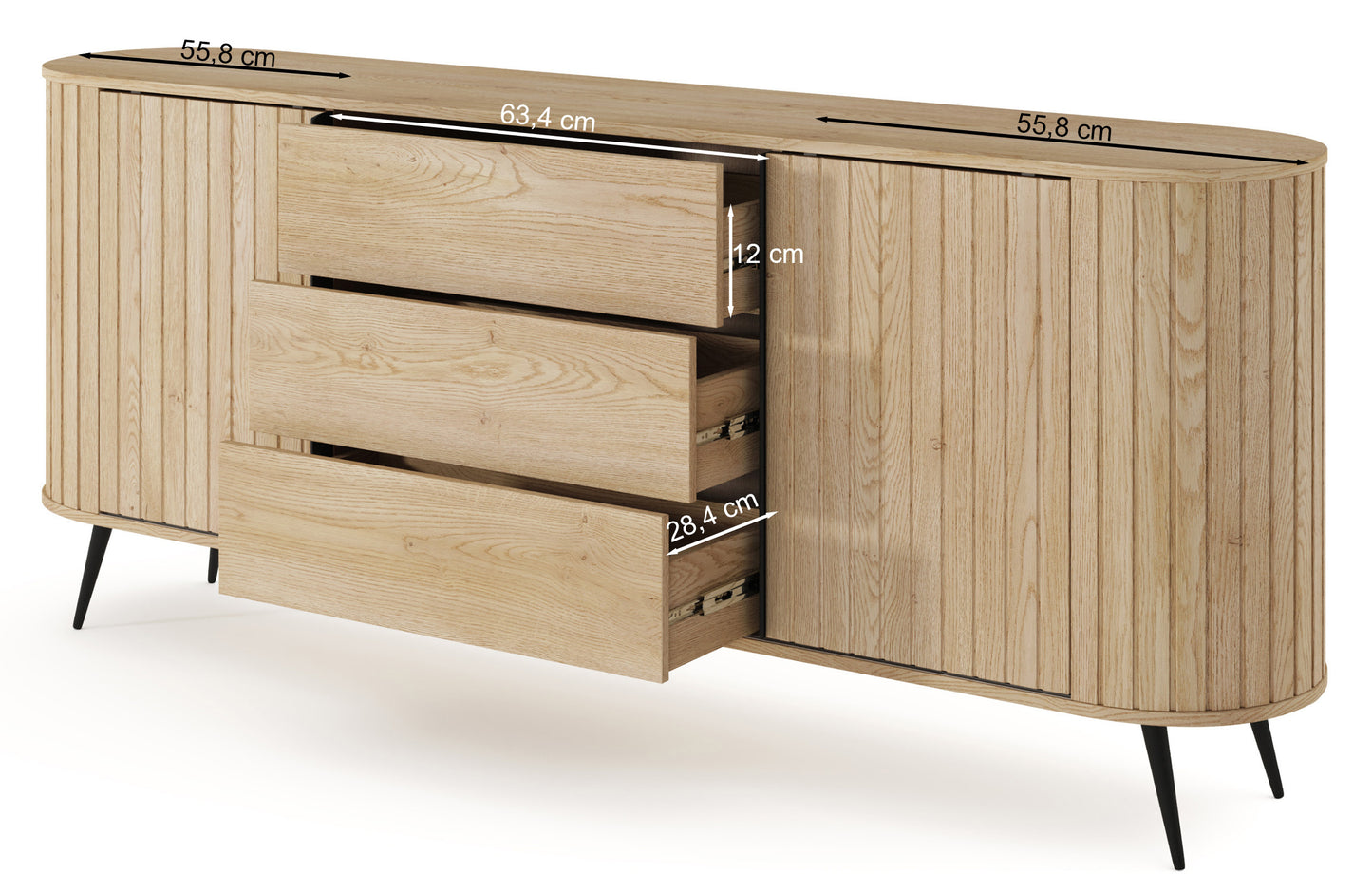 Kumode Lavas 196/81/40 cm Kremonas ozols - N1 Home