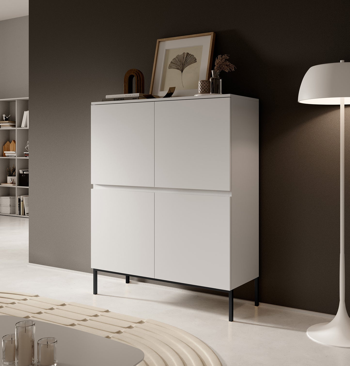 Kumode Bommo 100/122/35 cm balts/melns - N1 Home