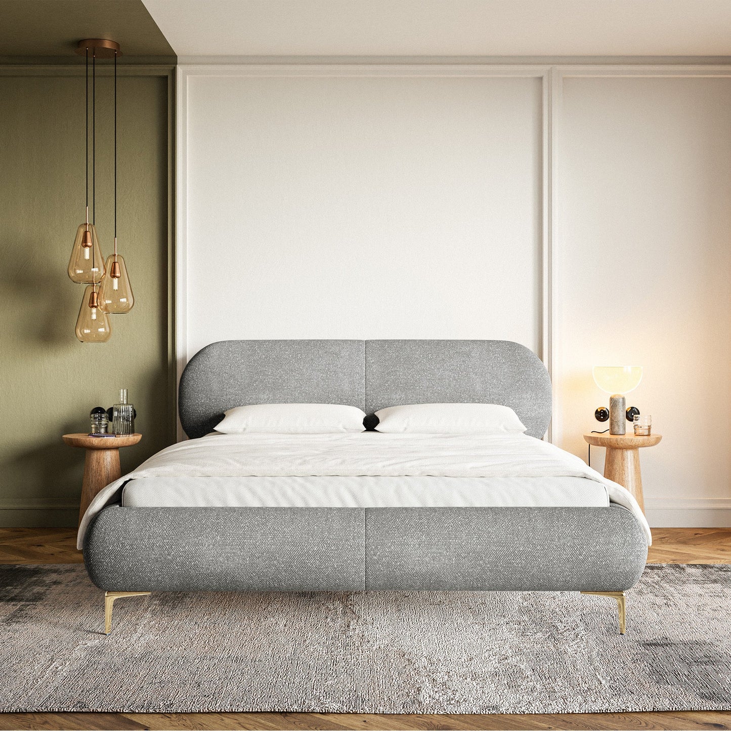 Gulta Valeo 140/160/180x 200 cm Melody 3 (Agmamito), zelta kājas - N1 Home