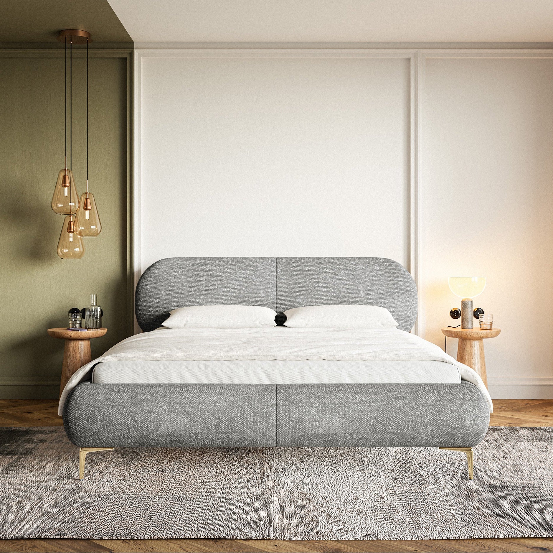 Gulta Valeo 140/160/180x 200 cm Melody 3 (Agmamito), zelta kājas - N1 Home